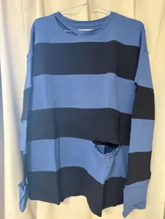 BEAMS IG パンクボーダー カットソー BLUE/BLACK L 美品