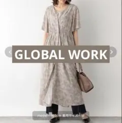 美品✨グローバルワーク さらさらリラックススタイルアップ 半袖ワンピース M