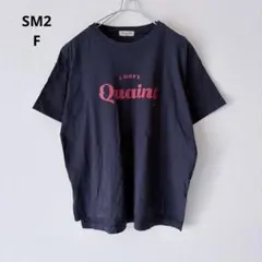 サマンサモスモス ロゴプリント Tシャツ 綿100% ネイビー Fのサムネイル