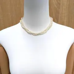 M2500544 3連 ホワイト淡水パール ネックレス 6.2㎜