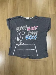 PEANUTS スヌーピー Tシャツ L グレー WOOF 半袖 レディースのサムネイル