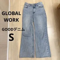 GLOBAL WORK GOODデニムフレアパンツ 裾フリンジ Sのサムネイル