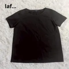 【ラエフ】半袖カットソー Tシャツ 黒 3/Lサイズ 襟元に変色ありのサムネイル