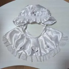 お宮参り用 フード・スタイセット 鶴刺繍