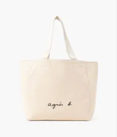 agnes b. ロゴトートバッグ ホワイト アニエスベー