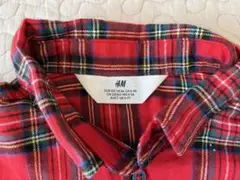 H&M 赤 チェック柄 長袖シャツ