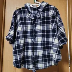 チェック柄ポンチョ　フリース