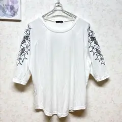 RANAN ラナン 袖星デザインTシャツ ホワイト Ｍサイズ