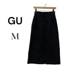 GU ブラック ロングタイトスカート レースアップ ハイウエスト ブラック