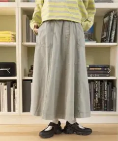 niko and…　ベルトフレアスカート グレー ロングスカート ポケット付き