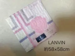 未使用保管品 LANVIN ハンカチ 約58×58cm バラデザイン