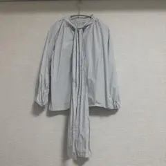 ストライプ リボン付き長袖シャツ　milaowen