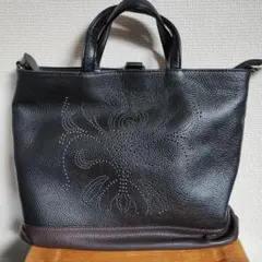 極美品✨Y2K パンチングシボレザーテイストトートバッグ A4収納可 黒 