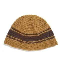 クロシェハット　クラッシャーハット　バケットハット　ニット帽　マスタードイエロー