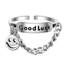 笑顔 スマイル ニコちゃん ラッキー シルバー リング フリーサイズ 717-6