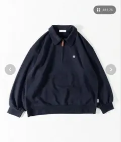 ネイビー ハーフジップ トレーナー M刺繍