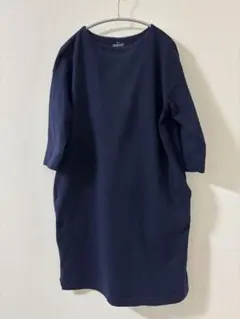 オーガニックコットン太番手ドロップショルダーワンピース無地婦人Ｍ～Ｌ七分袖