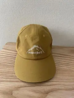 【美品】mont-bell モンベル キャップ Mサイズ マスタード 山刺繍ロゴ