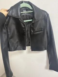 ZARA ブラック クロップドレザージャケット XS