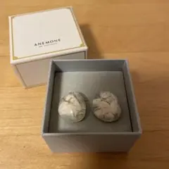 アネモネ　オーバル　ピアス　マーブル　クリア　ホワイト　ブルー