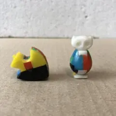 カバヤ立体パズルおまけ　カラフルな動物フィギュア２個セット