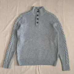 NAUTICA ノーティカ　ハイネックセーター　ニット　ボタン　水色　ケーブル