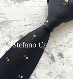 美品 Stefano Cau ネクタイ 総柄 ジャガード ブラック