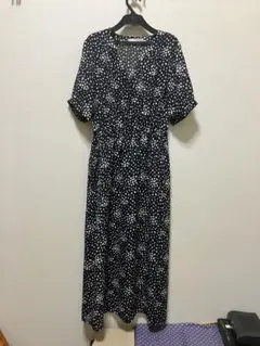 水玉模様 半袖シャツワンピース