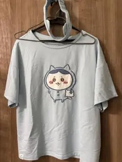 ライトブルー ハチワレ刺繍 オーバーサイズルームウェア