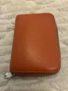 ミニ財布 本革 オレンジ お札を折らずに収納可能