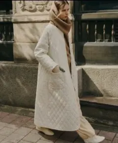 Libra Cue ノーカラー　キルティング　コート