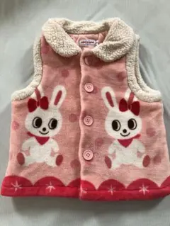 mikihouse ウサギ柄フリースベスト　S(80〜90)サイズ
