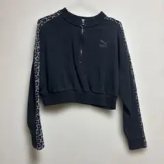 PUMA クロップドトレーナー L ブラック