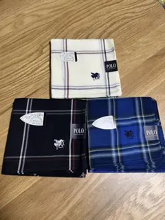 POLO チェック柄ハンカチ 3枚セット