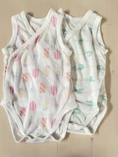 UNIQLO肌着2枚セット　コットンメッシュボディスーツ　前開き