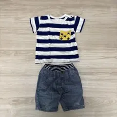 branshe ストライプTシャツとデニムショーツセット 90