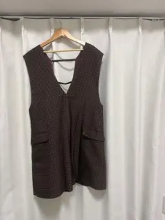 beams ブラウンチェック Vネック ベストのサムネイル