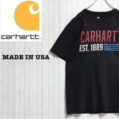 カーハート　USA製　Tシャツ　半袖　ビッグプリント　ロゴ　ブラック　黒　S