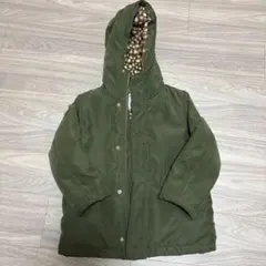 イッカ　中綿コート 120㎝　裏地バンビ柄ボア　オリーブ色　アウター　訳あり