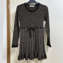 美品GALLERY VISCONTI リブ編みニットチュニックこげ茶　Mサイズ2