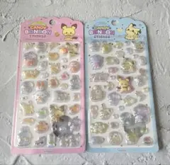 【韓国限定】ポケモン ポケピース キャンディボンボンステッカー 2種セット 3D