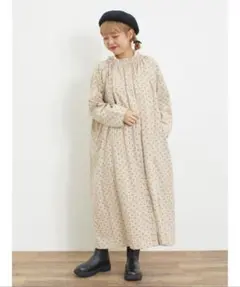 サマンサモスモス ロングワンピース ドット柄 リネン混 美品