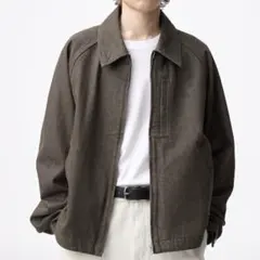 コットンジップアップジャケット GU XL ブラウン
