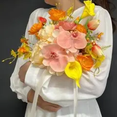 高級　アーティフィシャルフラワーブーケ　F10 造花ブーケ　 ウェディングブーケ