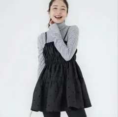 cocaドット柄フリル付きビスチェ Lサイズ ブラック