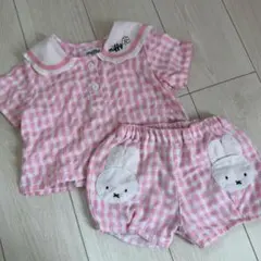 バースデイ ミッフィー　ギンガムチェック セーラーセットアップ　90cm