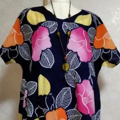 浴衣リメイク　反物から製作 フレンチスリーブ ブラウス　チュニック