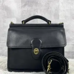 美品 オールドコーチ レザー 2WAY ショルダーバッグ ファスナー ブラック