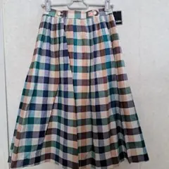 【タグ付き】昭和レトロ　フレアスカート　チェック柄　ヴィンテージ