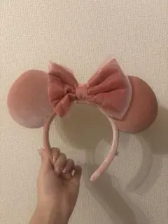 美品　ミニーちゃんカチューシャ ピンク　ベロア